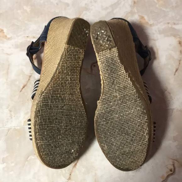 TOMS Espadrille Stripe Ankle Strap Wedge Sandals - Picture 7 of 8